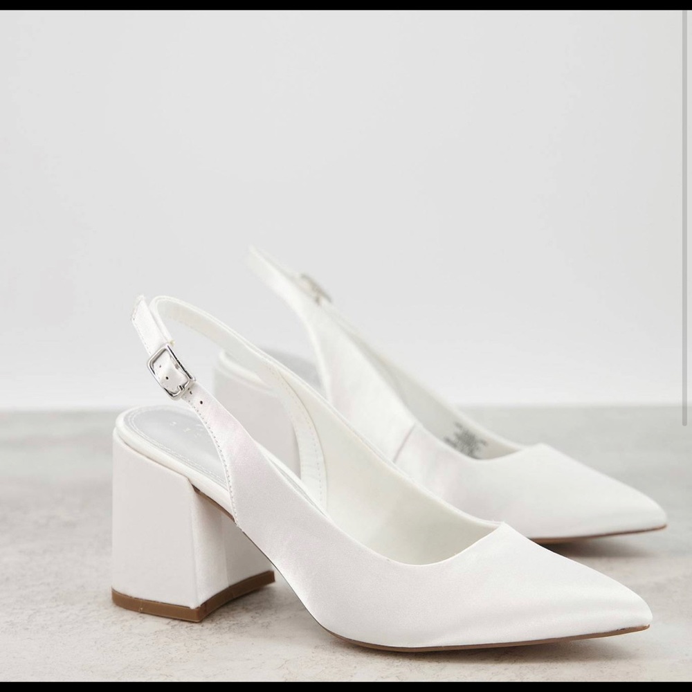 ASOS Sammy Slingback Mid Heels in Ivory